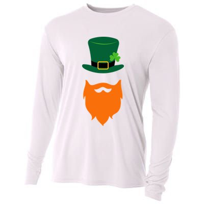 St Patrick's Day Beard Guy Funny Cooling Performance Long Sleeve Crew