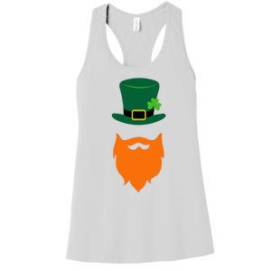 St Patrick's Day Beard Guy Funny Women's Racerback Tank