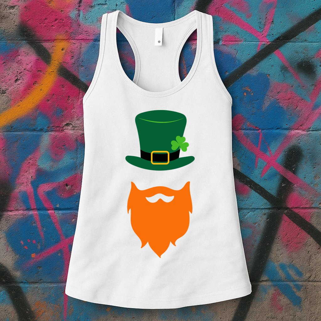 St Patrick's Day Beard Guy Funny Womens Tank Top
