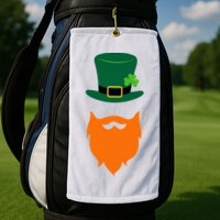 St Patrick's Day Beard Guy Funny Golf Towel
