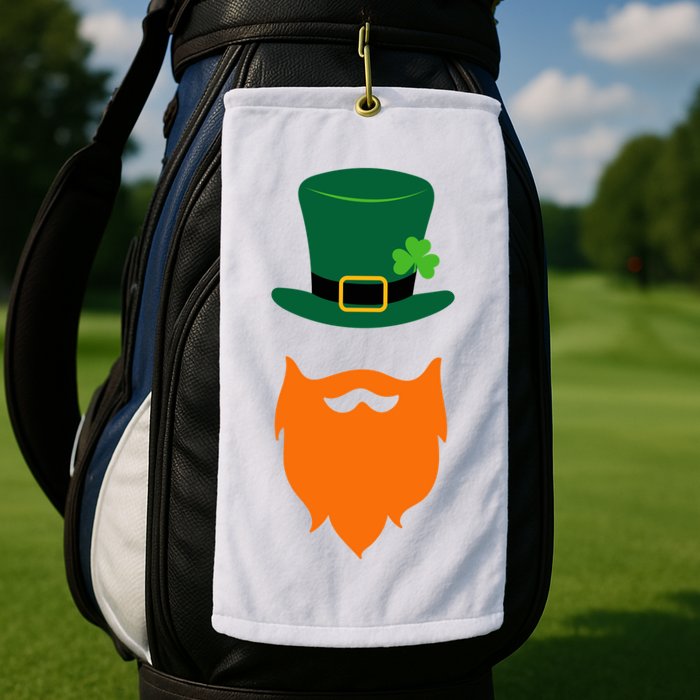 St Patrick's Day Beard Guy Funny Golf Towel