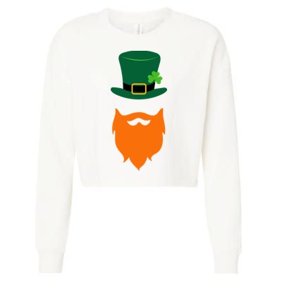 St Patrick's Day Beard Guy Funny Cropped Pullover Crew