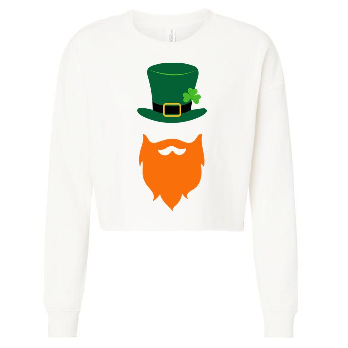 St Patrick's Day Beard Guy Funny Cropped Pullover Crew