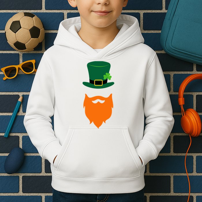 St Patrick's Day Beard Guy Funny Kids Hoodie