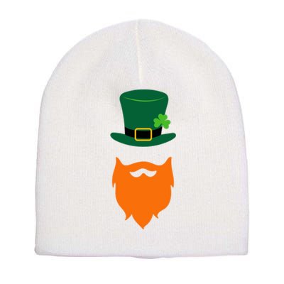 St Patrick's Day Beard Guy Funny Short Acrylic Beanie