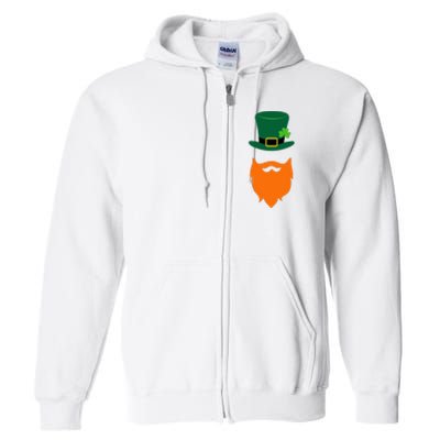 St Patrick's Day Beard Guy Funny Full Zip Hoodie