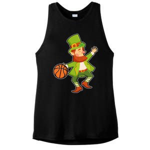 St Patricks Day Basketball Leprechaun Basketball Gift Ladies PosiCharge Tri-Blend Wicking Tank