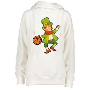 St Patricks Day Basketball Leprechaun Basketball Gift Womens Funnel Neck Pullover Hood