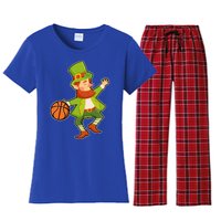 St Patricks Day Basketball Leprechaun Basketball Gift Women's Flannel Pajama Set