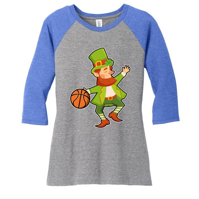 St Patricks Day Basketball Leprechaun Basketball Gift Women's Tri-Blend 3/4-Sleeve Raglan Shirt