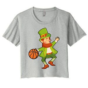 St Patricks Day Basketball Leprechaun Basketball Gift Women's Crop Top Tee