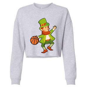 St Patricks Day Basketball Leprechaun Basketball Gift Cropped Pullover Crew