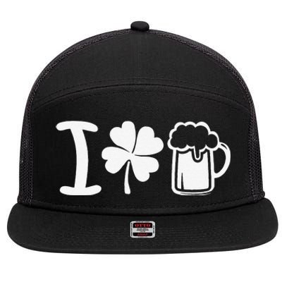 Saint Patrick's Day I Love Beer Funny 7 Panel Mesh Trucker Snapback Hat