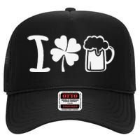 Saint Patrick's Day I Love Beer Funny High Crown Mesh Back Trucker Hat