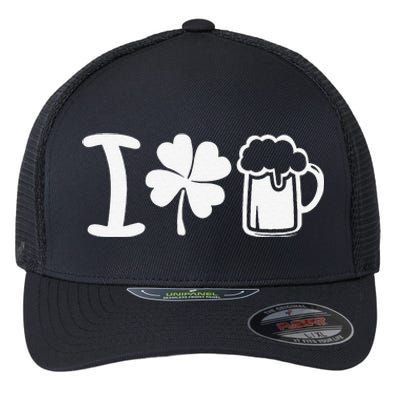 Saint Patrick's Day I Love Beer Funny Flexfit Unipanel Trucker Cap