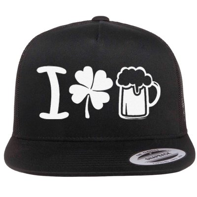 Saint Patrick's Day I Love Beer Funny Flat Bill Trucker Hat