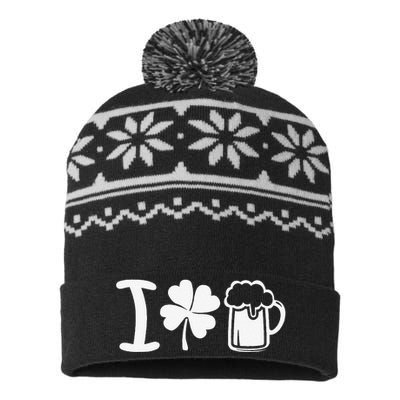 Saint Patrick's Day I Love Beer Funny USA-Made Snowflake Beanie