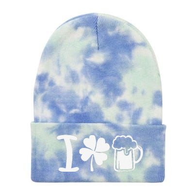 Saint Patrick's Day I Love Beer Funny Tie Dye 12in Knit Beanie