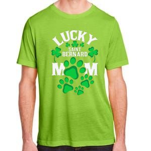 St Patrick's Day Lucky Saint Bernard Dog Mom Adult ChromaSoft Performance T-Shirt