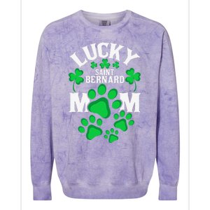 St Patrick's Day Lucky Saint Bernard Dog Mom Colorblast Crewneck Sweatshirt