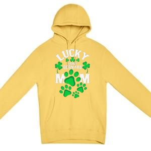 St Patrick's Day Lucky Saint Bernard Dog Mom Premium Pullover Hoodie