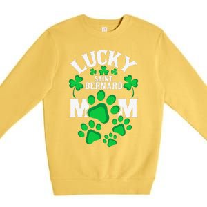 St Patrick's Day Lucky Saint Bernard Dog Mom Premium Crewneck Sweatshirt