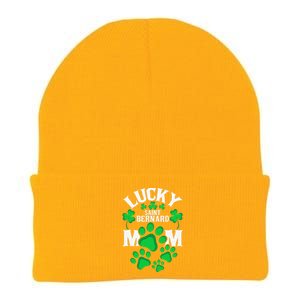 St Patrick's Day Lucky Saint Bernard Dog Mom Knit Cap Winter Beanie