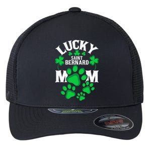 St Patrick's Day Lucky Saint Bernard Dog Mom Flexfit Unipanel Trucker Cap