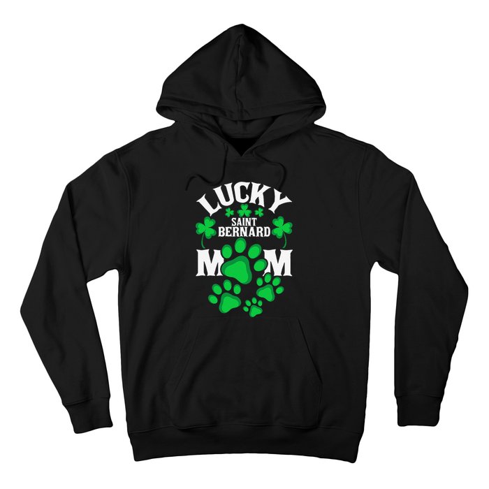 St Patrick's Day Lucky Saint Bernard Dog Mom Hoodie