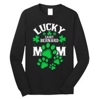 St Patrick's Day Lucky Saint Bernard Dog Mom Long Sleeve Shirt