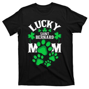 St Patrick's Day Lucky Saint Bernard Dog Mom T-Shirt