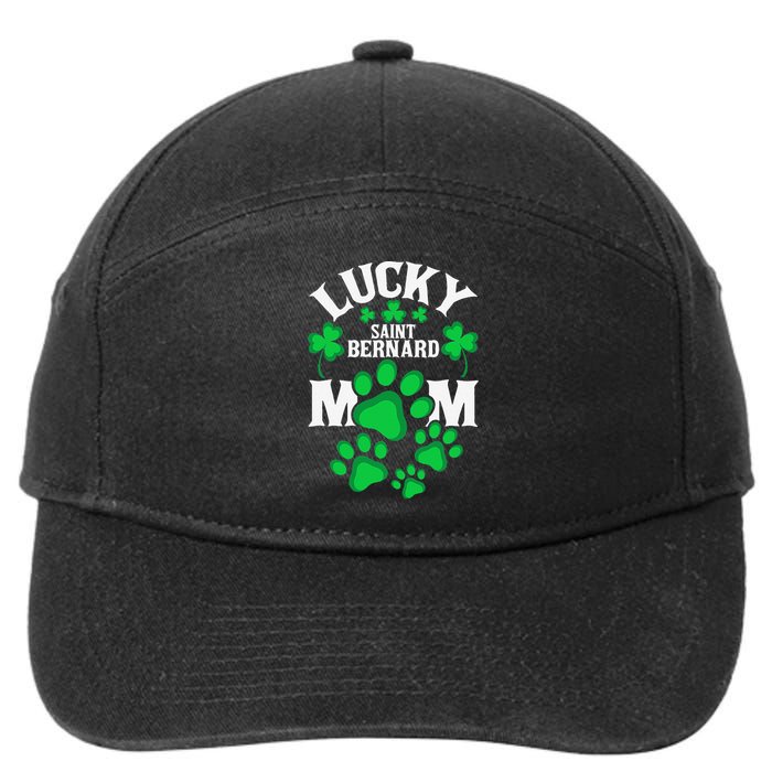 St Patrick's Day Lucky Saint Bernard Dog Mom 7-Panel Snapback Hat