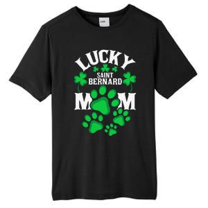 St Patrick's Day Lucky Saint Bernard Dog Mom Tall Fusion ChromaSoft Performance T-Shirt