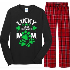 St Patrick's Day Lucky Saint Bernard Dog Mom Long Sleeve Pajama Set