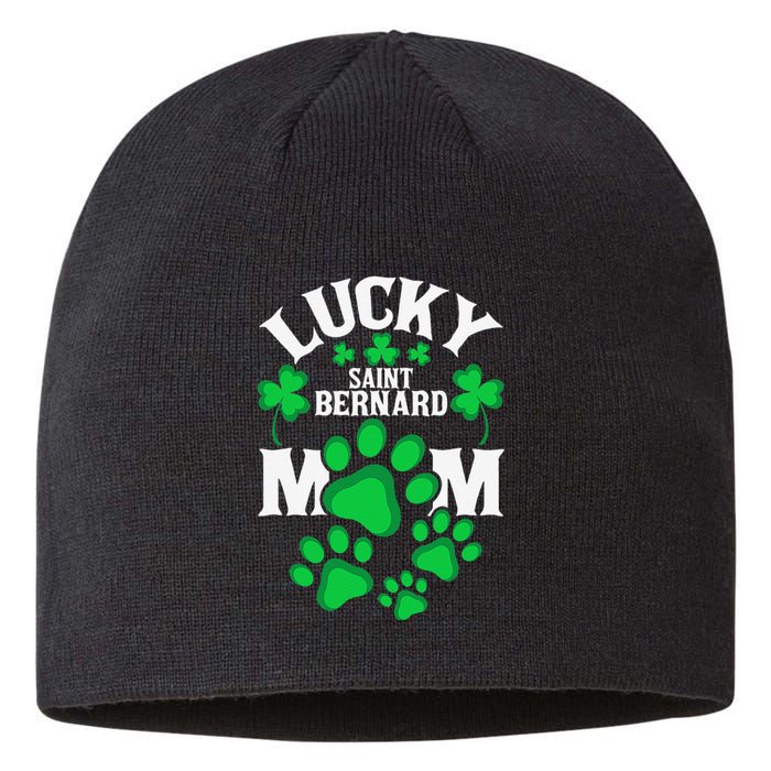 St Patrick's Day Lucky Saint Bernard Dog Mom Sustainable Beanie