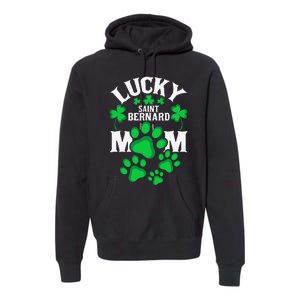 St Patrick's Day Lucky Saint Bernard Dog Mom Premium Hoodie