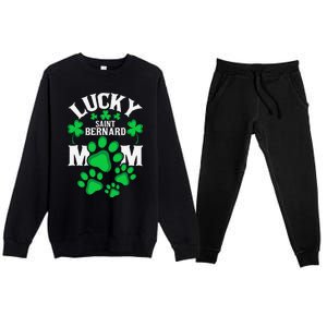 St Patrick's Day Lucky Saint Bernard Dog Mom Premium Crewneck Sweatsuit Set