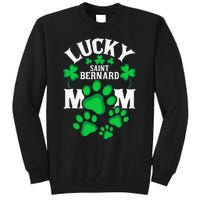 St Patrick's Day Lucky Saint Bernard Dog Mom Tall Sweatshirt