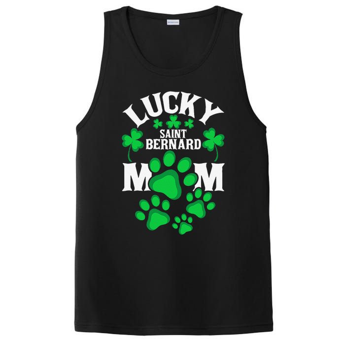 St Patrick's Day Lucky Saint Bernard Dog Mom PosiCharge Competitor Tank