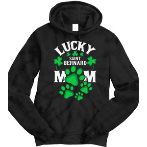 St Patrick's Day Lucky Saint Bernard Dog Mom Tie Dye Hoodie