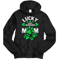 St Patrick's Day Lucky Saint Bernard Dog Mom Tie Dye Hoodie