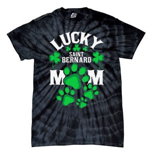 St Patrick's Day Lucky Saint Bernard Dog Mom Tie-Dye T-Shirt