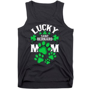 St Patrick's Day Lucky Saint Bernard Dog Mom Tank Top