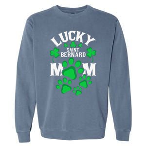 St Patrick's Day Lucky Saint Bernard Dog Mom Garment-Dyed Sweatshirt