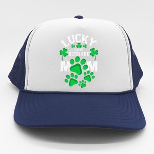 St Patrick's Day Lucky Saint Bernard Dog Mom Trucker Hat