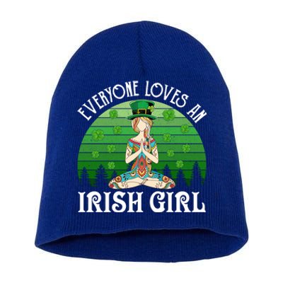 St Patricks Day Everyone Loves An Irish Yoga Gift Short Acrylic Beanie