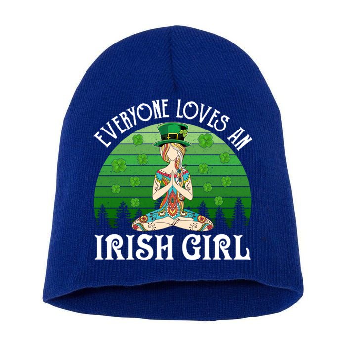 St Patricks Day Everyone Loves An Irish Yoga Gift Short Acrylic Beanie