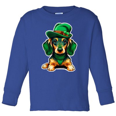 St Patricks Day Cute Dachshund Leprechaun Dog Lover Gift Toddler Long Sleeve Shirt