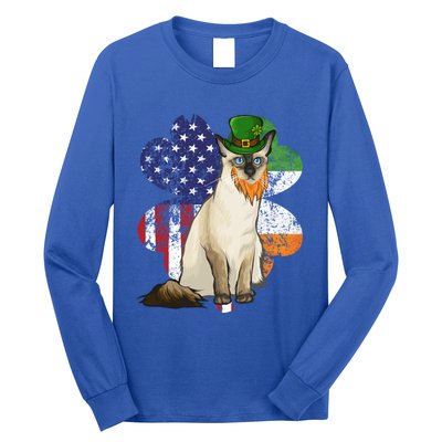 St Patricks Day Irish American Flag Balinesegiftjavanese Cat Great Gift Long Sleeve Shirt