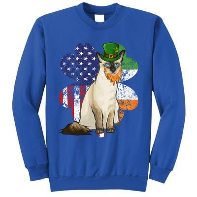 St Patricks Day Irish American Flag Balinesegiftjavanese Cat Great Gift Sweatshirt